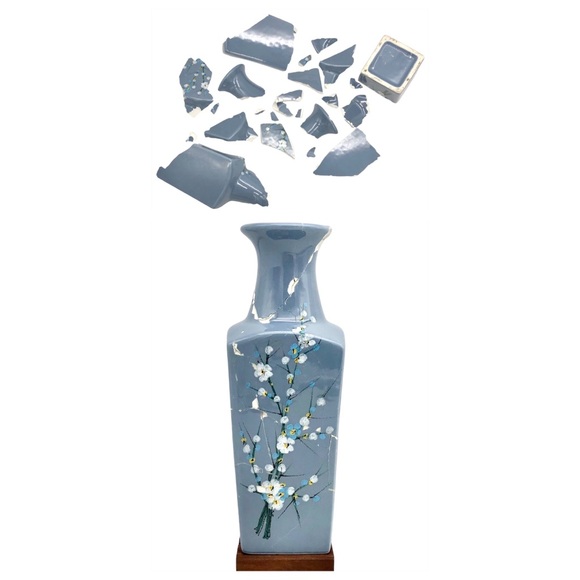 Kintsugi Vase 10” Hand Painted Floral Gold Crack Art Growth Gift Coming Soon! - Picture 1 of 9